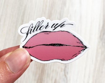 Funny Lip Filler / Injectables Vinyl Die Cut Sticker - Hand-drawn - 1.34 x 2 - Durable / Weather-proof - Filler Up