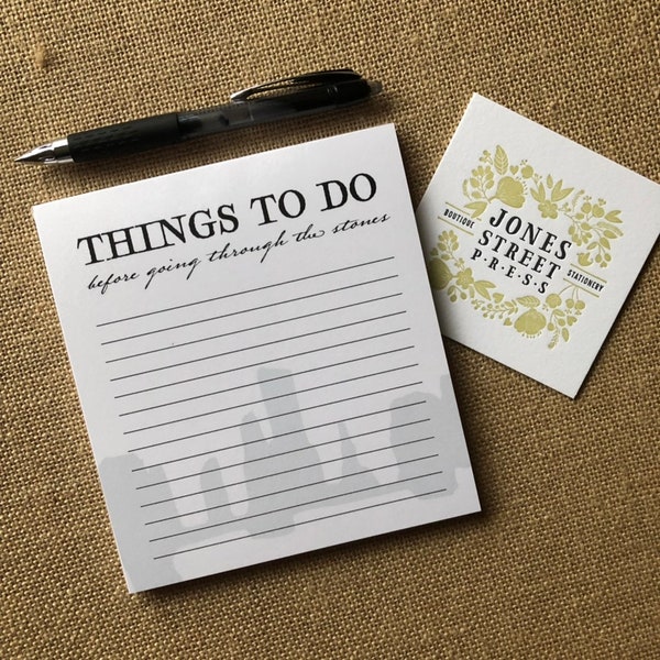 RESERVED Outlander Inspired Notepad / Things To Do Before Going Through the Stones - Witty, Funny, gift for her