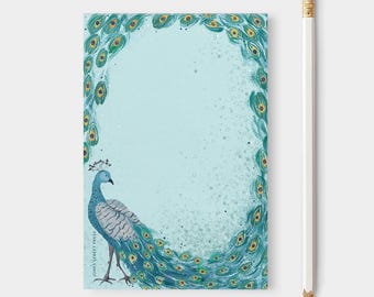 Pride and Prejudice Peacock Notepad | Vintage Peacock Feather Design | Jane Austen Gift | Book Lover Stationery | 4x6 Literary Notepad