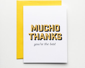 Thank You Card for friend, Bright Thank You, Simple Thank You, Modern Thank You - Mucho Thanks