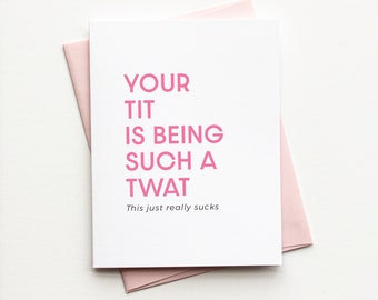 Funny Breast Cancer Encouragement Card - Breast Cancer Support - Card for Previvor - BCRA Card - Mammogram Card - Tit Twat