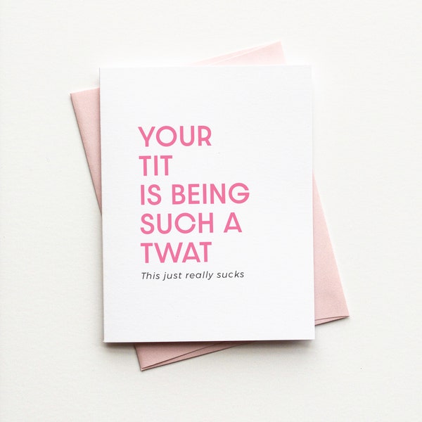 Funny Breast Cancer Encouragement Card - Breast Cancer Support - Card for Previvor - BCRA Card - Mammogram Card - Tit Twat