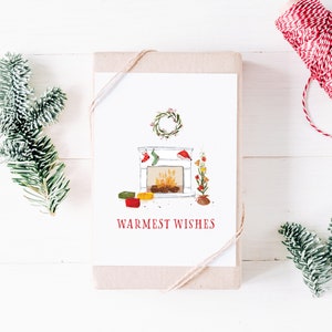 Warme wensen Kerstvakantiekaart - Open haardkaart - Nostalgische kerstkaart - Zoete kerstkaart - Generieke vakantiekaart