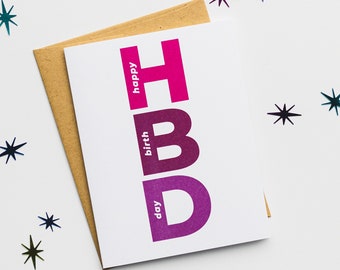 Bright Cheerful Modern Birthday Card - Happy Birthday Card - HBD Card