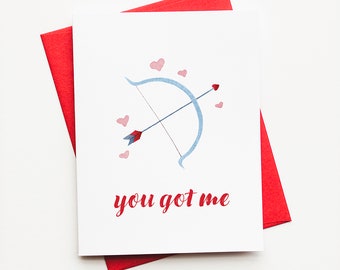 Cupid's Bow and Arrow Heart Valentine's Day Card - Couple Valentine -  Cute Valentine - Valentine for Spouse, Significant Other