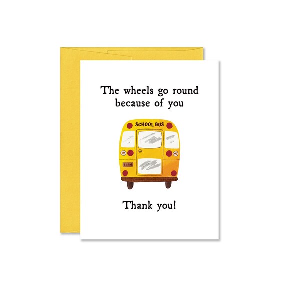 School Bus Driver Thank You Card Bus Driver Appreciation Etsy