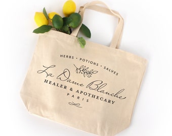 Outlander Inspired La Dame Blanche Heavy Duty Market Bag - Oversized Cotton Canvas