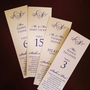 NEW - Photo Booth Escort / Place Cards - Frameable 2x6 - DEPOSIT listing - non-refundable