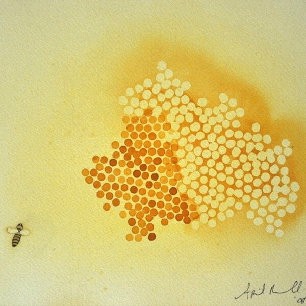 Honey Comb - Original Watercolor Painting on 14 1/4 x 10 3/4 watercolor paper