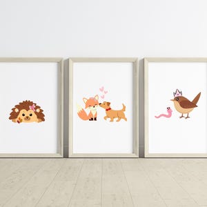 Schattige dierenillustraties – babykamerposters met bosdieren