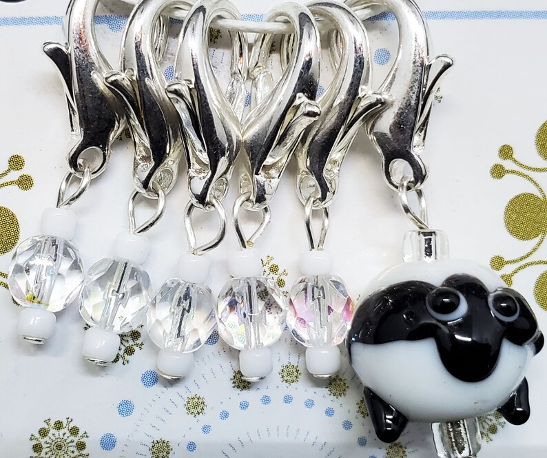 Stitch Markers Lobster Claw Set Faceted Clear Glass Bead Etsy