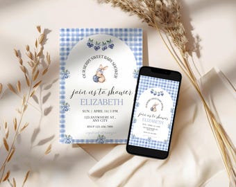 Berry Sweet Baby Shower Invitation, Blueberry Baby Shower Invite, Editable Canva Baby Shower Template, Digital Invite