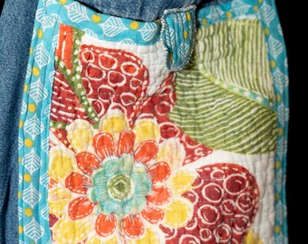 Plus sized, Upcycled denim skirt, reclaimed, sustainable, quilted, bespoke, one of a kind, unique