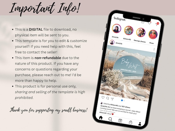 Beach Mirror Pregnancy Announcement | Beach, Boho, Minimalist Pregnancy Announcement | Digital