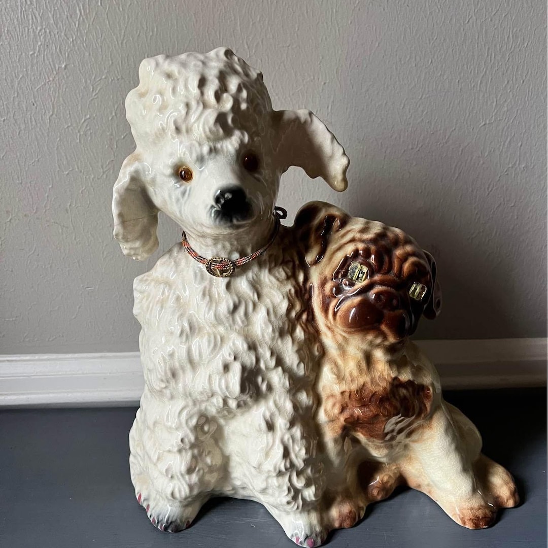 RARE 1950's MCM Howard Kron Poodle and Pug 13.5