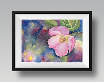 紫蘭の水彩画：オリジナル植物アート（7x10インチ） - Etsy 日本