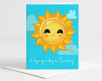 Sunshine Birthday Card, Cute Sun Greeting Card, Happy Sunshiny Day Card, Hand Drawn Birthday Card A2 with Envelope