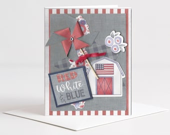 4th of July Card Set – Red White & Blue Greeting Cards | Patriotic Yankee Doodle | Set of five (5) A2 Cards