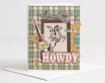 Cowgirl Card Set - Western Greeting Cards Pink & Brown | 5 Handmade A2 Cards with Envelopes | Gift for Her