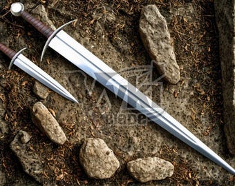 Hand Forged Viking Sword | 75Cr1 Steel, Silver Plated Bronze