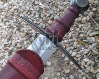 Hand-Forged Viking Steel Sword, Maple Grip, Leather Scabbard