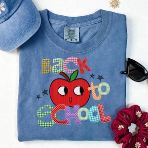 Patchwork Teacher Shirt, Back to School Apple T-Shirt,  Comfort Colors® Patchwork Teacher Shirt, Cute School Teacher Tee, Gift for Teacher