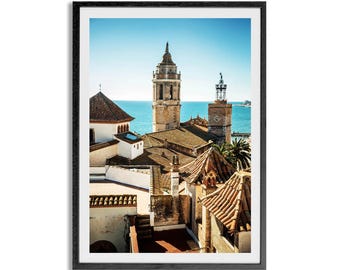 Sitges Spain Print, Mediterranean Town Photo, Coastal Wall Art