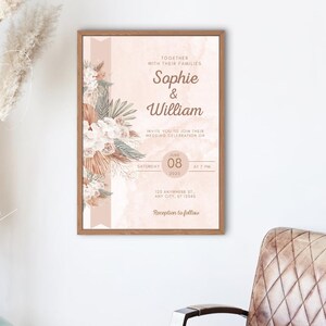 Floral Wedding Invitation Template | Wedding Invitation Bundle | Minimal Invitation Template | Elegant Editable Canva Template|Floral Wreath