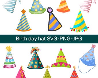 Birthday Hat Clipart, Birthday Party Svg, Hat Design Svg, Party Hats Cut File, Party Hats Svg, Birthday Hats Svg, Party Hats Vector