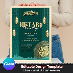Editable Ramadan Iftar dinner party invitation, Ramadan Kareem, Eid, printable Iftar invite, Iftar evite, Ramadan decor. Ramadan Planner.