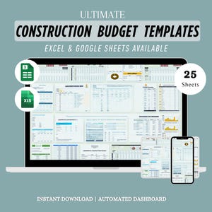 Construction Project Excel Templates | Subcontractor Management Sheets | Contractor Project Tracker | Budget & Schedule Planner | Printable