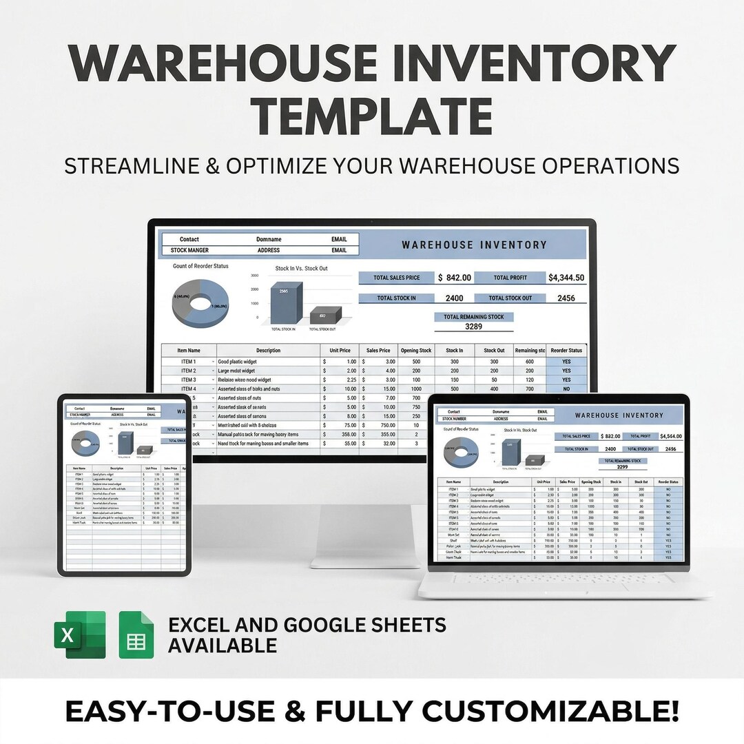 the best excel inventory template for 2024 3 options... Warehouse Inventory Template Excel & Google Sheets | Stock Level ...