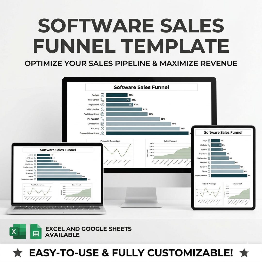 Software Sales Funnel Template Excel & Google Sheets | Saas Lead to ...
