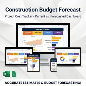 Presupuesto de construcción en Excel y Google Sheets / Estimador y planificador de costos de proyectos / Plantilla de pronóstico financiero para construcción y renovación de viviendas