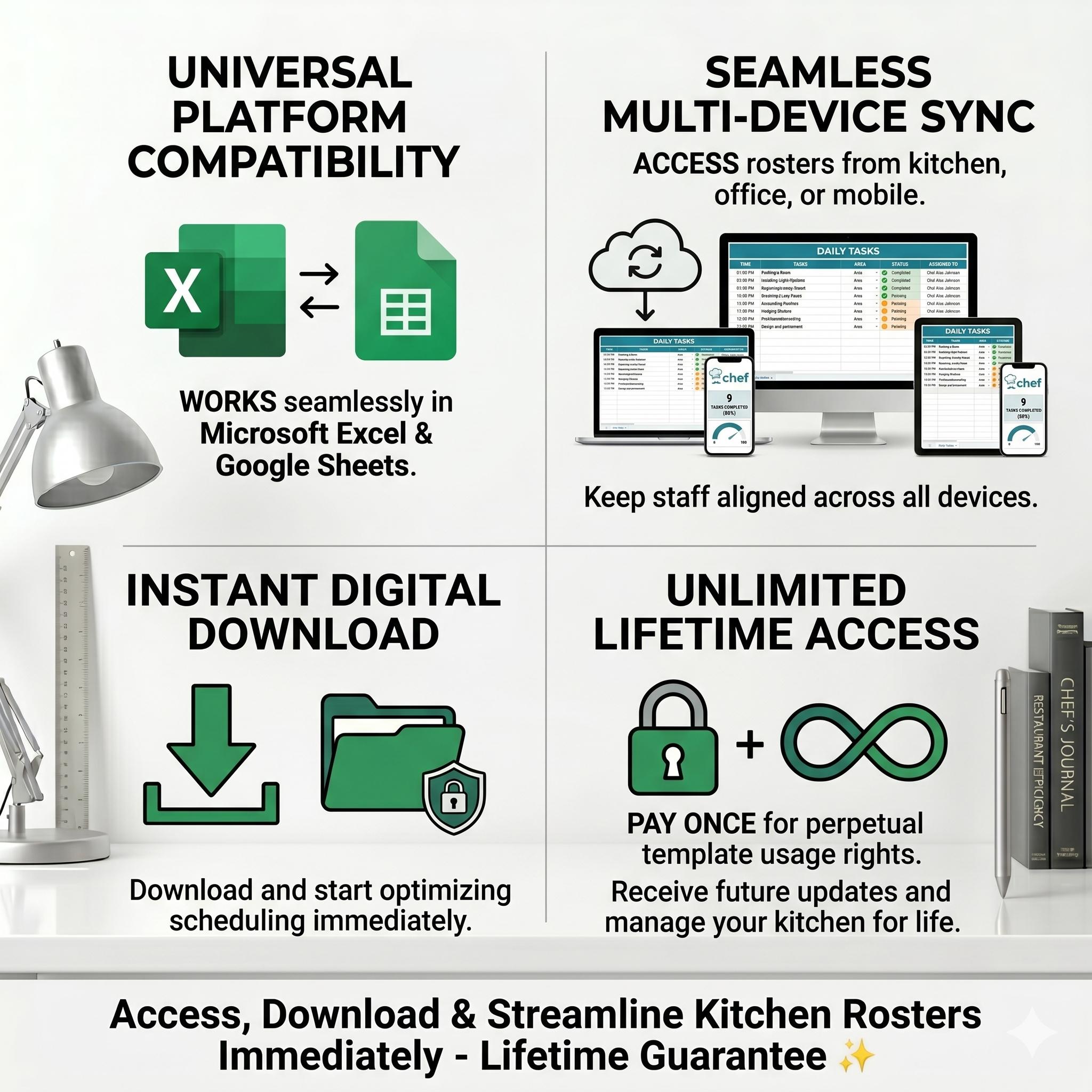 Kitchen Roster Template Excel Restaurant Chef Schedule Template Excel & Google Sheets | Kitchen Staff ...