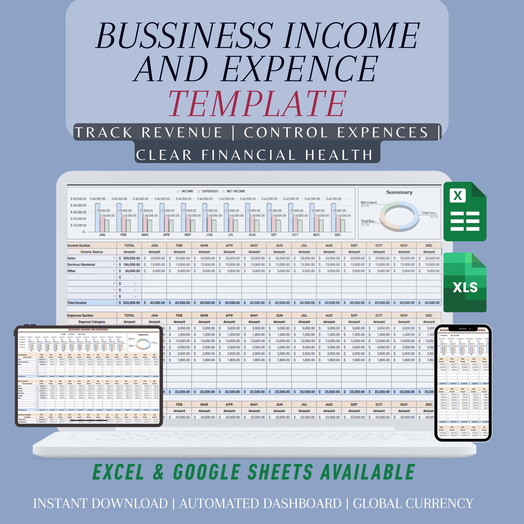 Income Expense Tracker Spreadsheet: Monthly Budget Planner (excel