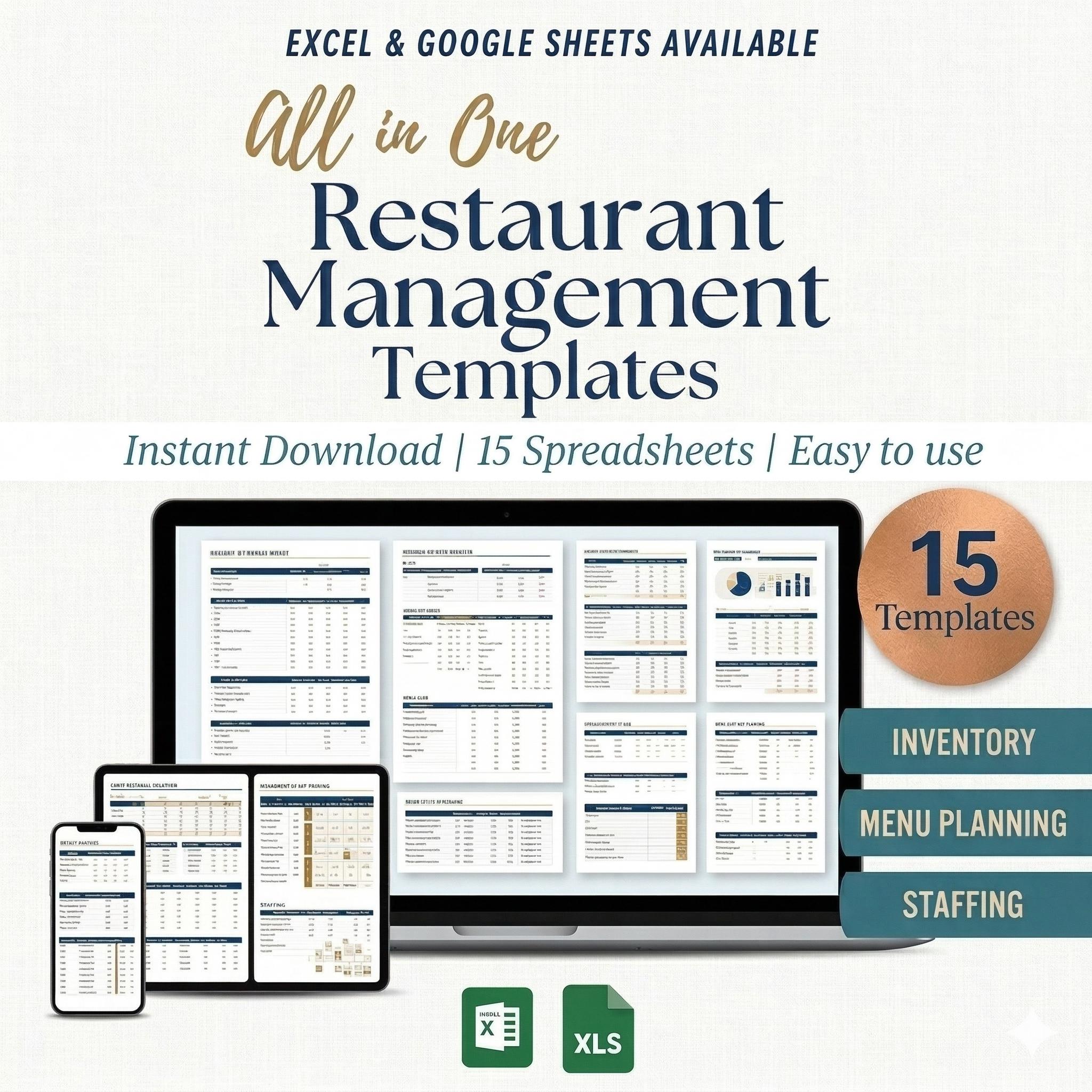 All in One Restaurant Management Templates Excel & Google Sheets ...