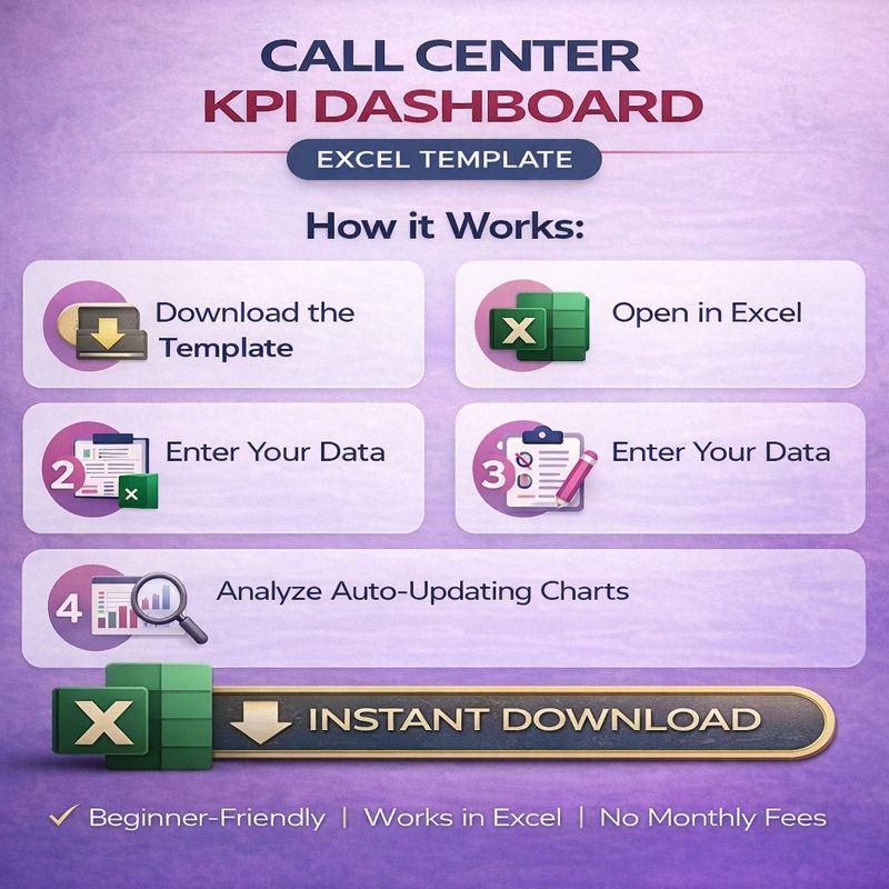 Call Center KPI Dashboard Excel Template | Agent Performance Tracker ...
