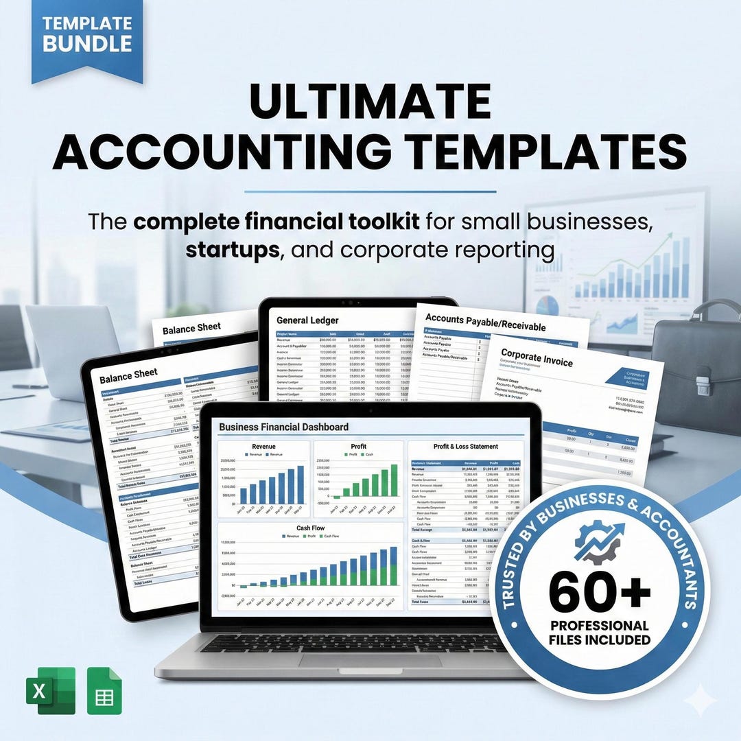 60+ Ultimate Accounting Template Bundle Excel &amp; Google Sheets| Bookkeeping Invoicing Payroll ...