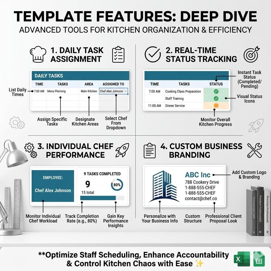 Kitchen Roster Template Excel Restaurant Chef Schedule Template Excel & Google Sheets | Kitchen Staff ...
