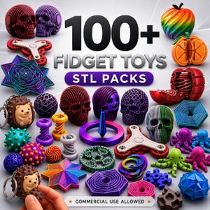 100+ Fidget Toys STL Pack, 3D Print Fidget, Sensory Toys, Desk Toys, Keychain STL, Puzzle Toys, Stress Relief, Digital Download