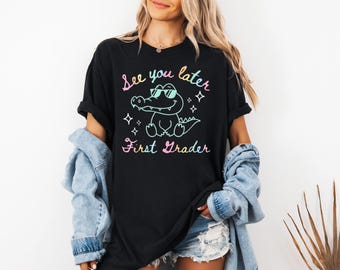 Camiseta de maestro "Hasta luego" con diseño de cocodrilo, camiseta de maestro Comfort Colors® de fin de año, regalo de verano para maestros, regalo para maestros, camiseta para el último día de clases