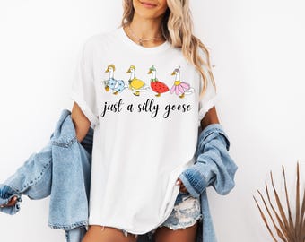 Dumme Gans auf dem losen Shirt, Gans T-Shirt, Dumme Gans Shirts, Ostern Shirt, lustiges grafisches Shirt, niedliches Gans Shirt
