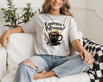 Shirt Espresso Patronum, shirt koffieliefhebber, T-shirt koffiecadeau, grappig koffieshirt, tovenaarshirt, koffieshirt, Magic Coffee-shirt