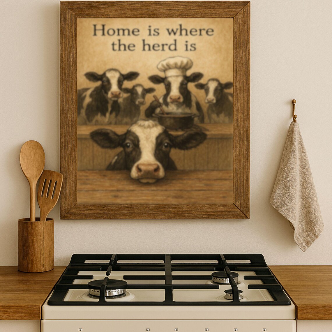 Home is Where the Herd is – Funny Cow Kitchen Wall Art, Farmhouse Decor ...