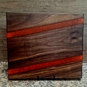 Black Walnut Charcuterie Board: Handmade Scarlet Resin Serving Tray