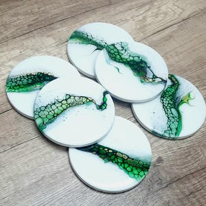 Acrylic Poured Coaster: Fluid Art Ceramic Drink Coaster