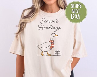 Goose T-Shirt: Season's Honkings Goose T-Shirt, Honk Or Treat, Funny Halloween Goose -FS008