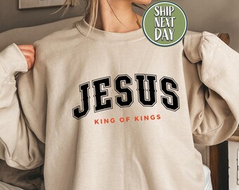 Sudadera cristiana: Jesús, Rey de Reyes, sudadera religiosa, suéter con estampado de fe - RM006