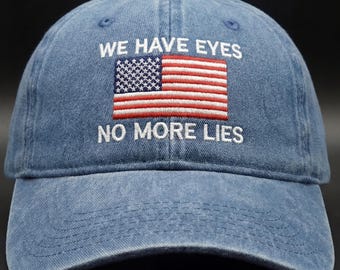 We Have Eyes No More Lies Embroidered Cap, Abolish ICE Statement Hat, Grocery Style Protest Headwear, Immigrant Rights Activist Cap
